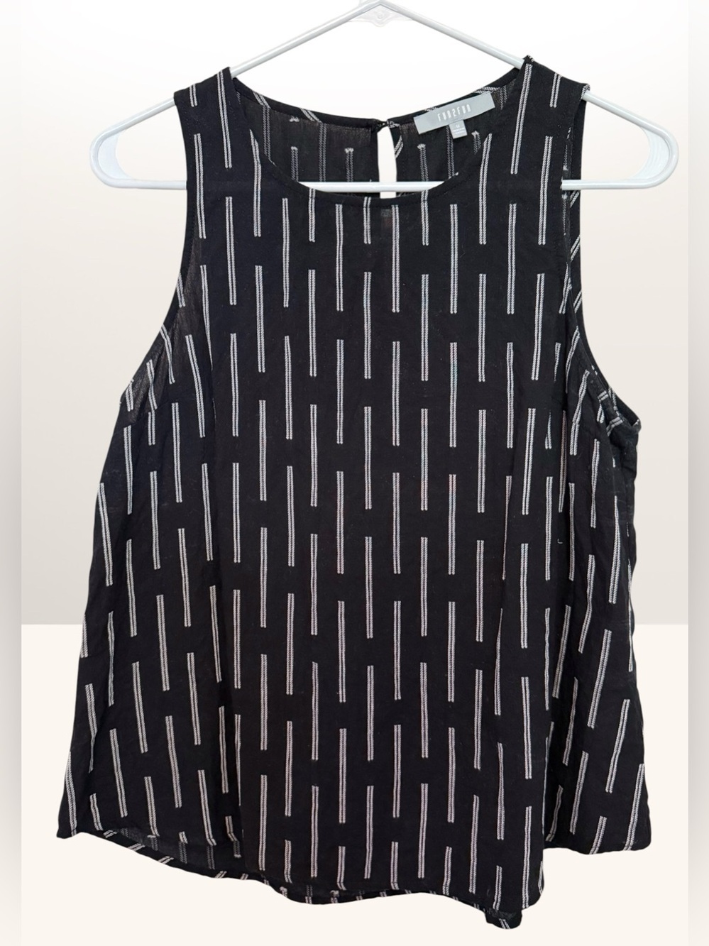 Casual Black Sleeveless Patterned Tank Top
